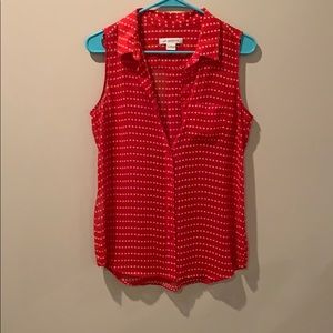 Liz Claiborne red polyester top with white stars.